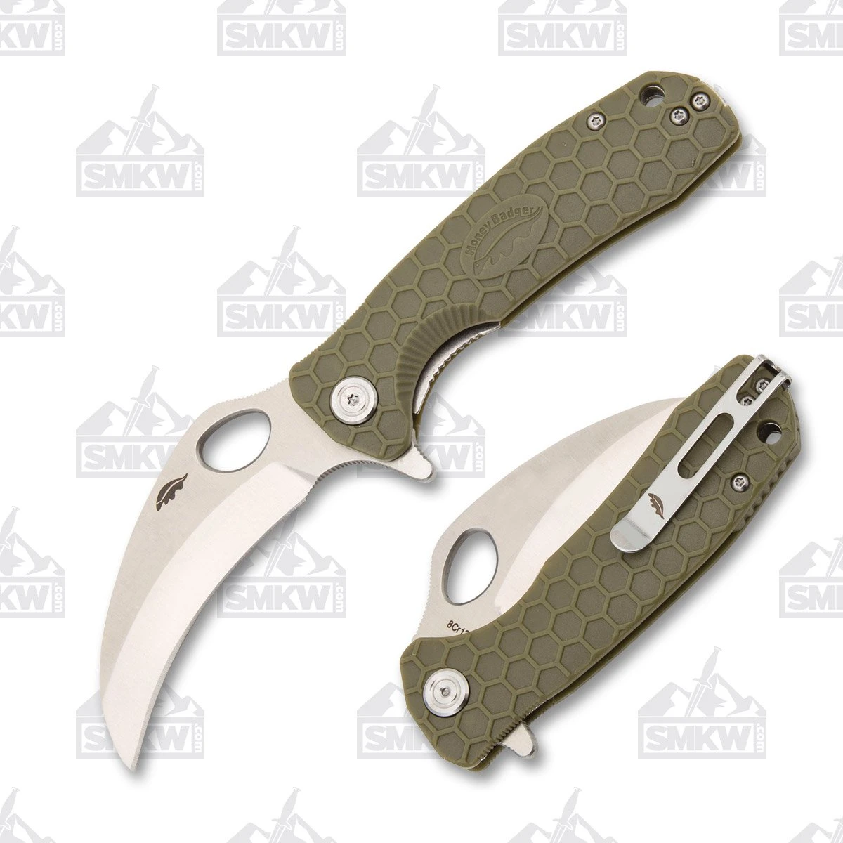 Honey Badger Medium Claw Folding Knife 8Cr13MoV/OD Green HB1123