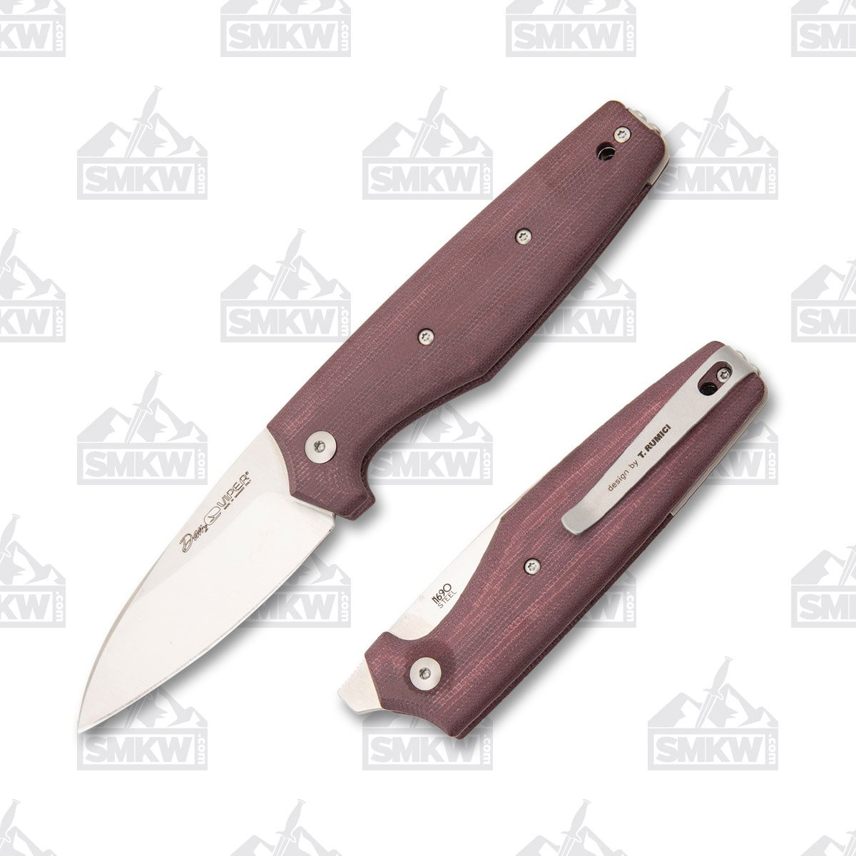 Viper DAN 2 Burgundy Canvas Micarta Folding 2.87In. Böhler N690Co