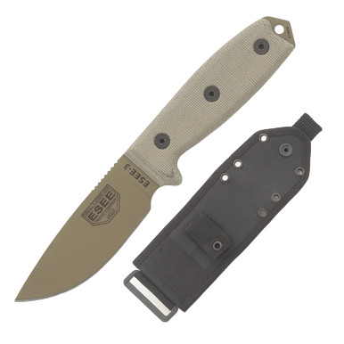 ESEE Knives 3P MB DE Micarta Fixed Blade 3.88in Dark Earth Plain Blade