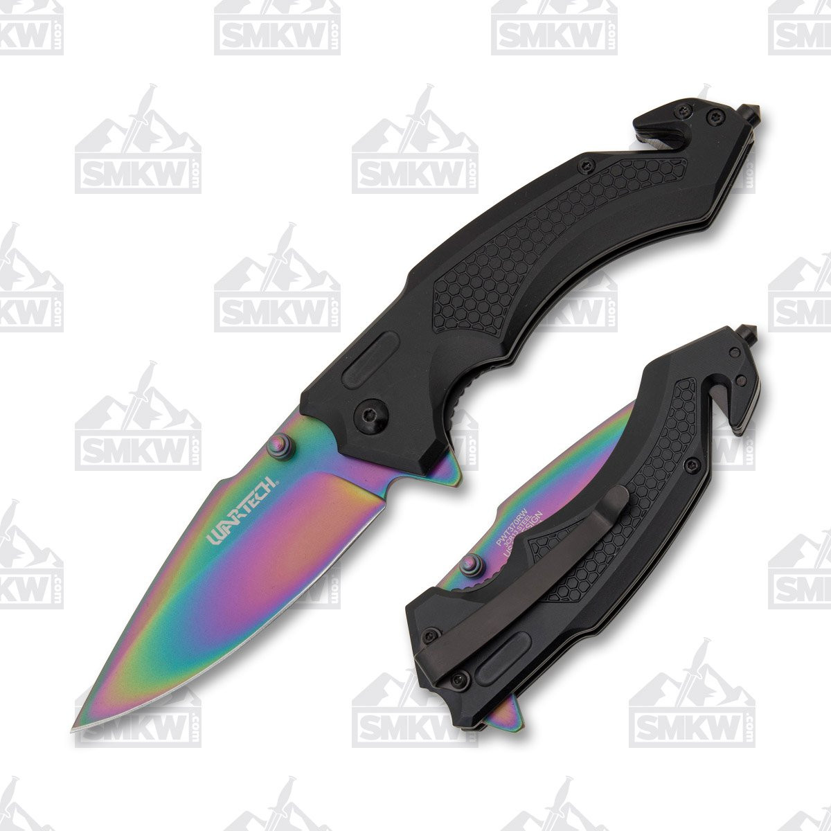 WarTech Folding Rescue Knife Rainbow Spectrum NTPWT370RW