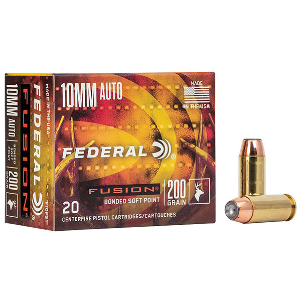 Federal Fusion 10mm Auto Handgun Ammunition 20 Rounds 200 Grain Fusion Bonded SP
