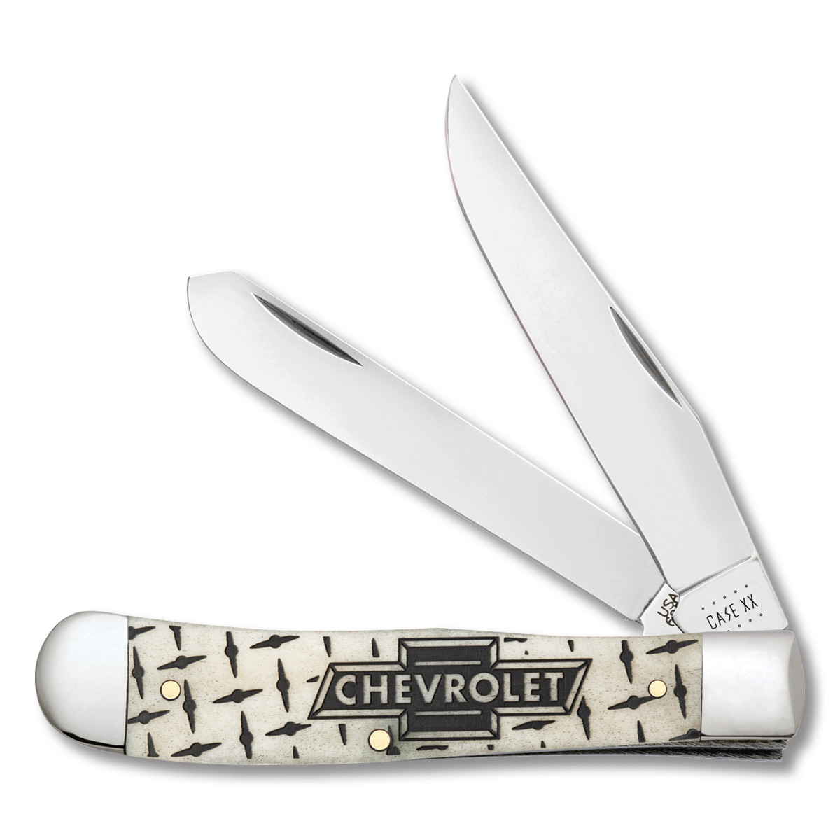 Case XX Chevrolet Smooth Natural Bone Trapper Folding Knife CA33700