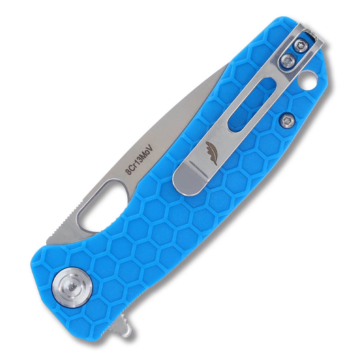 Honey Badger Small Folding Knife Blue 2.81in Plain Satin Drop Point