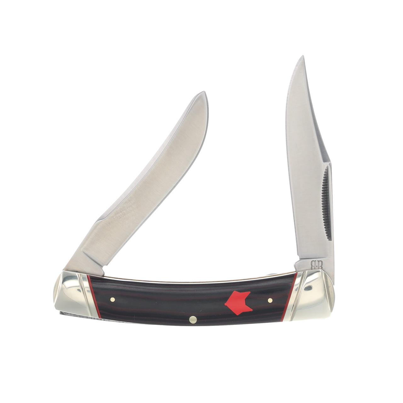 Rough Ryder Red Fox Folding Knife Large Moose Open