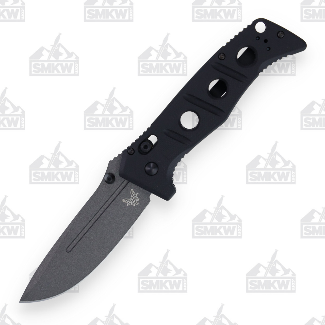 Benchmade Adamas 275GY-1 Knife - Shane Sibert - Tungsten Grey CruWear Drop  Point - Black G10 - AXIS Lock Folder - USA Made