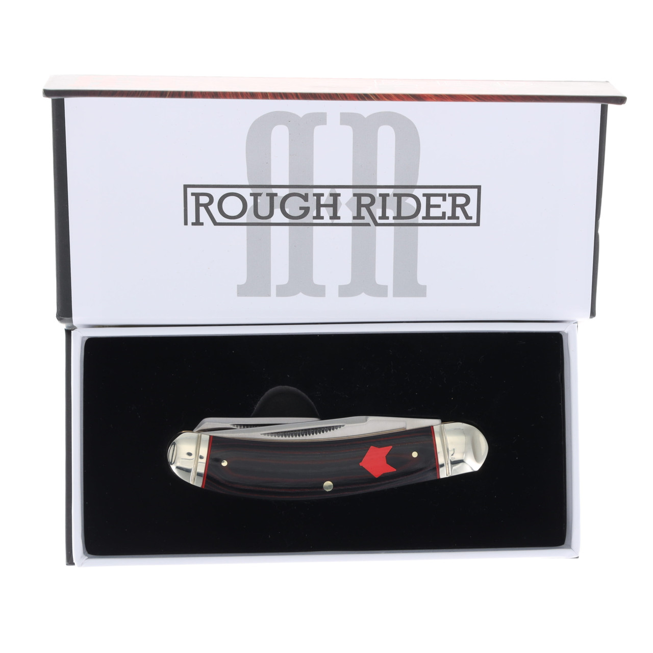 Rough Ryder Black and Red Micarta Sowbelly Trapper Folding Knife