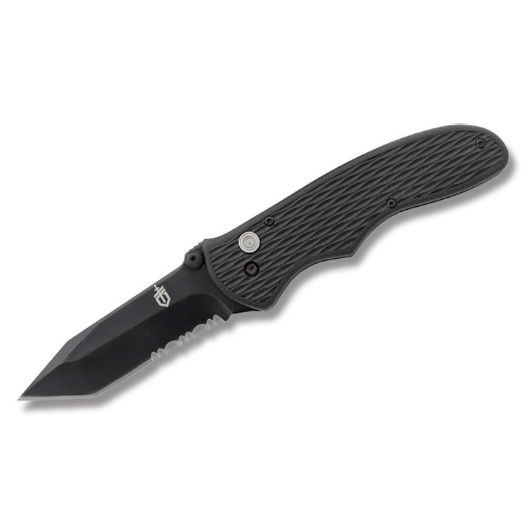 Gerber FAST Draw 3 Inch Partially Serrated Black Nitride Tanto Open