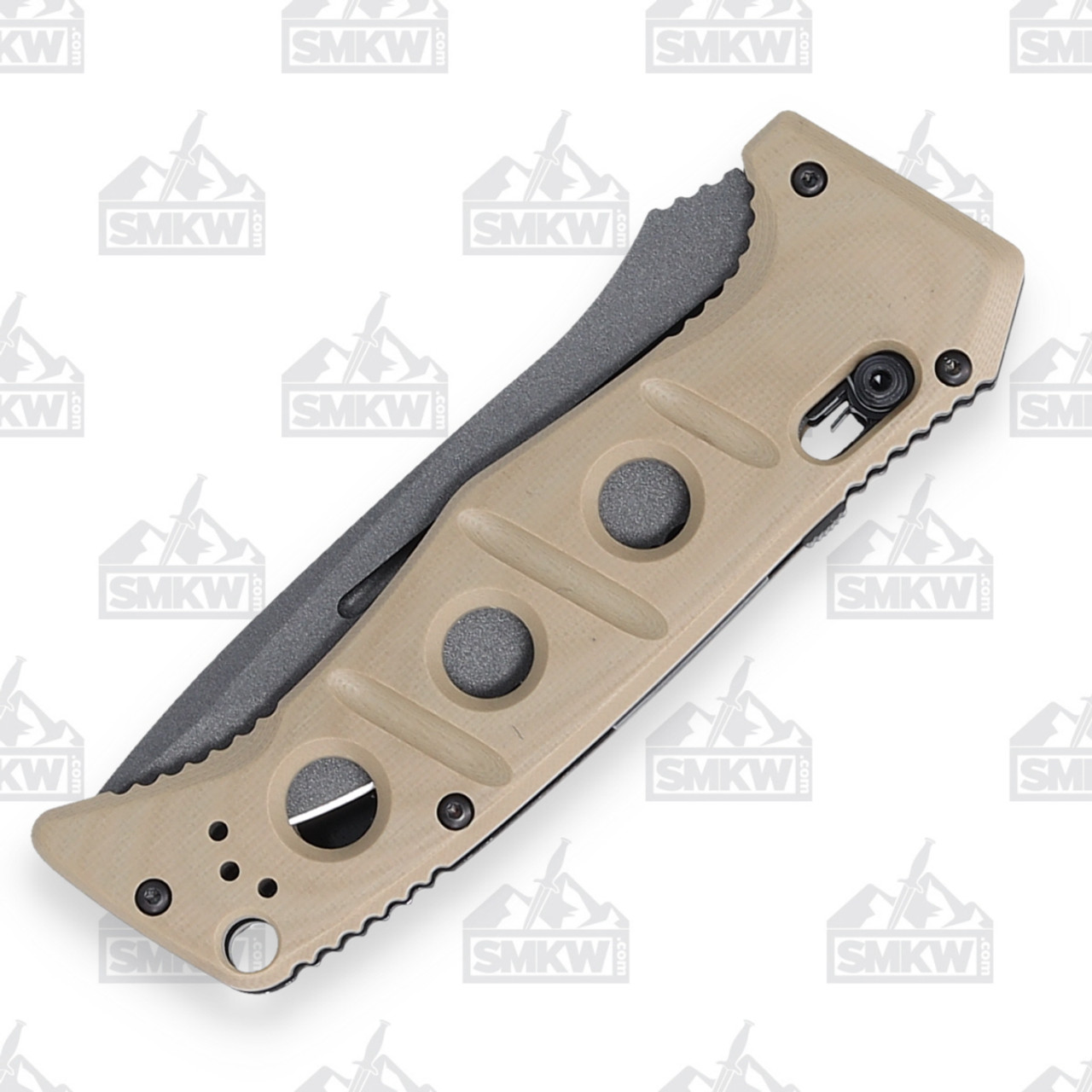 Benchmade Auto Adamas 3.8 AXIS Folding Knife, Tungsten Gray/Desert Tan G10