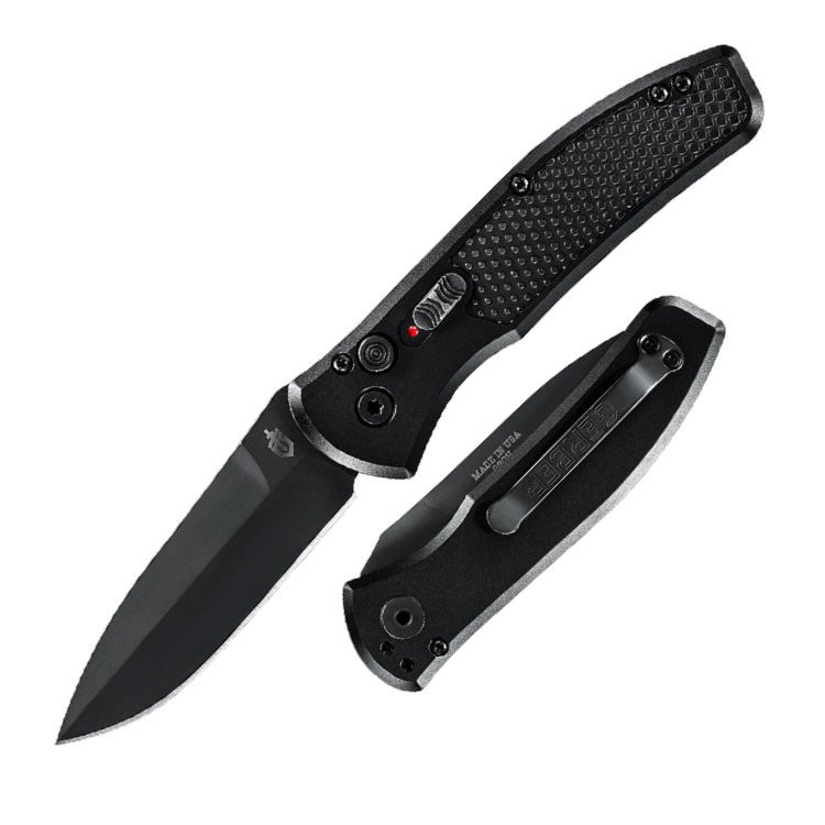 Gerber Empower OTS Auto 3.25in Spear Point Blade Black Aluminum Handle AUG1321