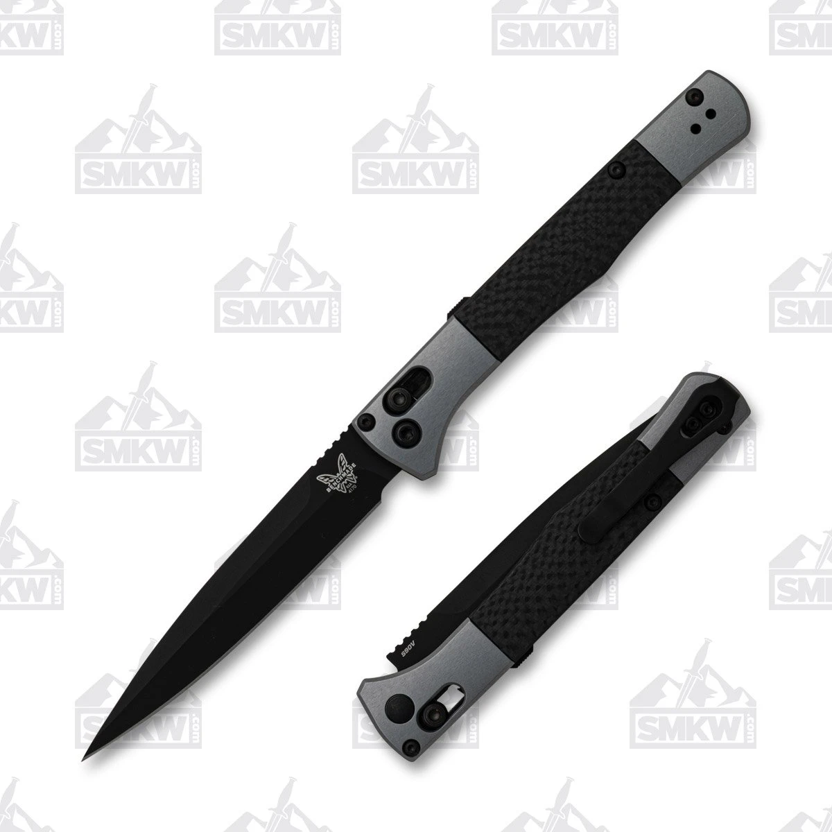 Benchmade 4170BK Fact Auto OTS Folding Knife Black - 3.95in Black DLC Spear Point S/E Plain