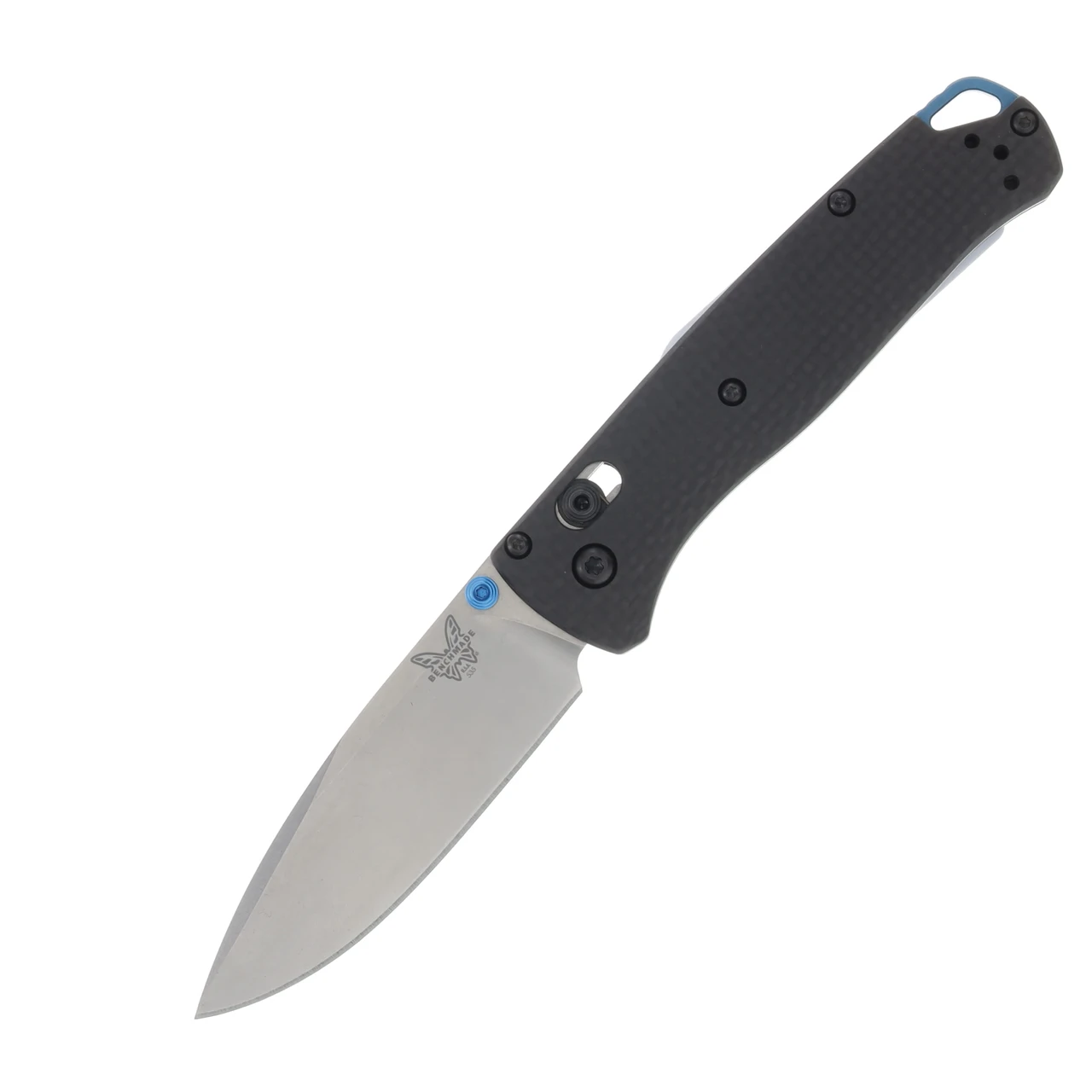 Benchmade Bugout Folding Knife 3.24in Plain Textured Blue Carbon Fiber