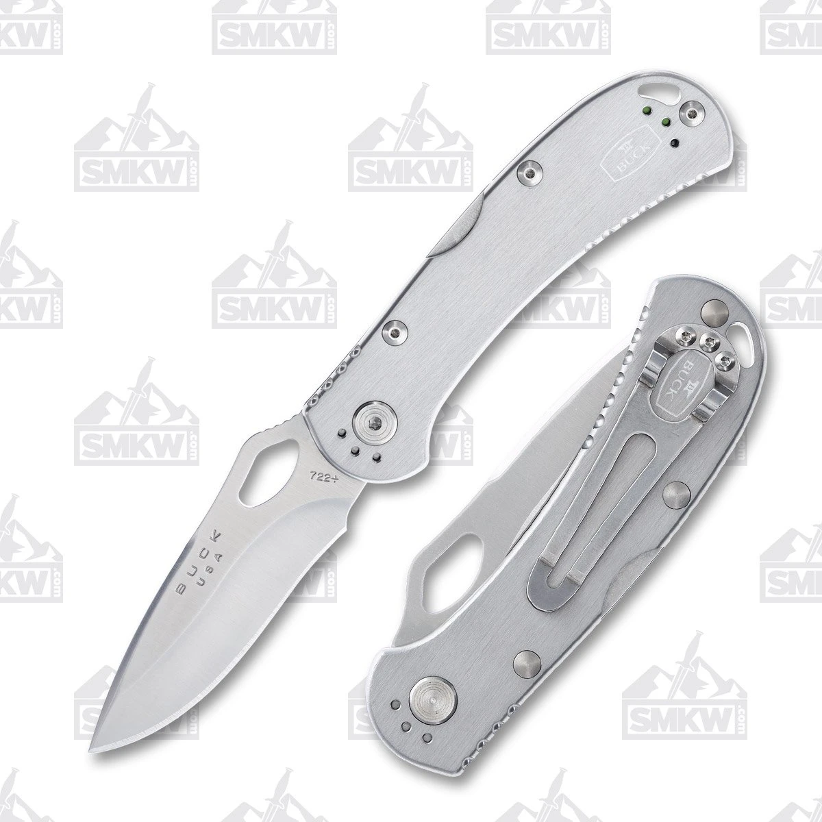 Buck 722 Spitfire Folding Knife Gray 3.25in Plain Satin Drop Point Blade