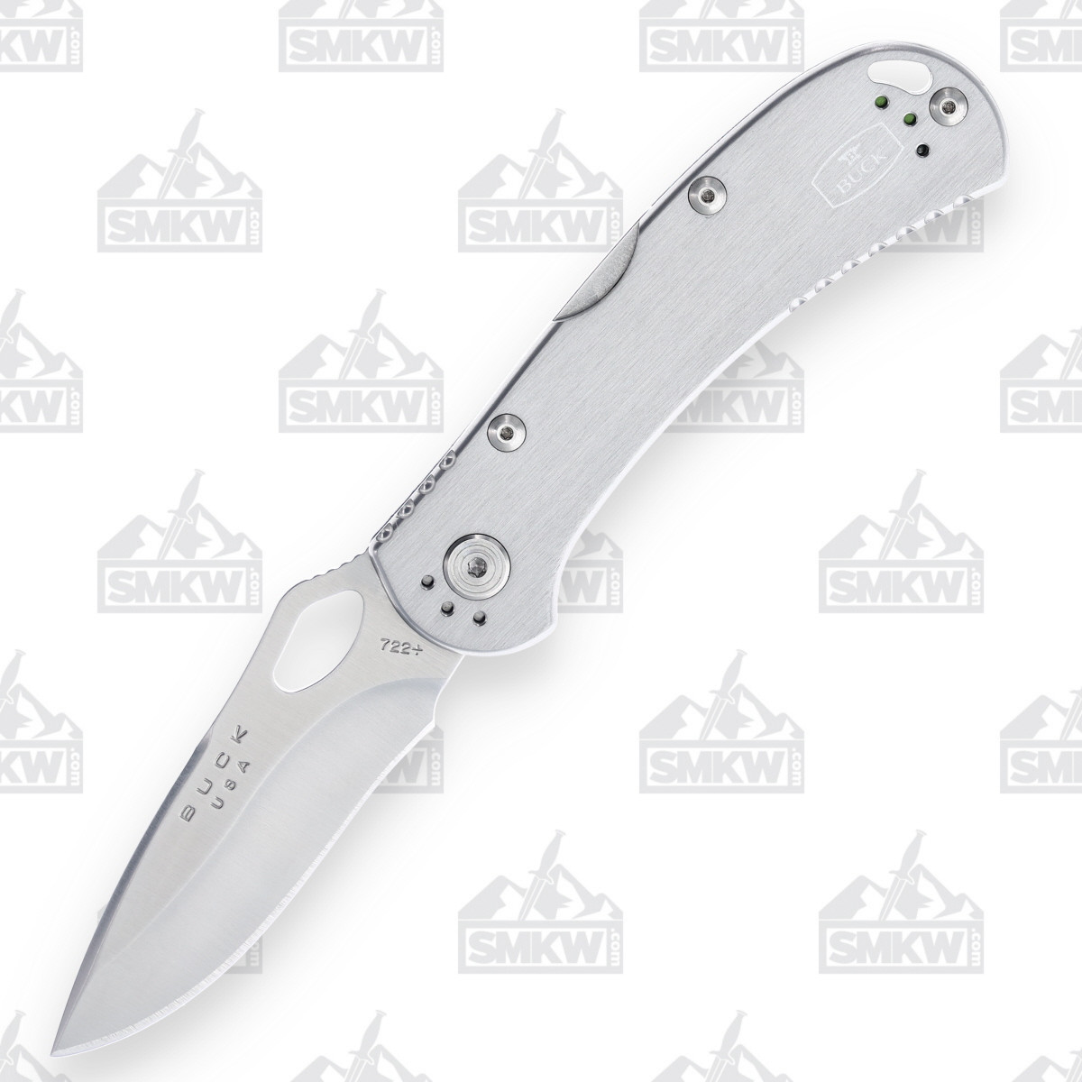 Buck 722 Spitfire Folding Knife Gray 3.25in Plain Satin Drop Point