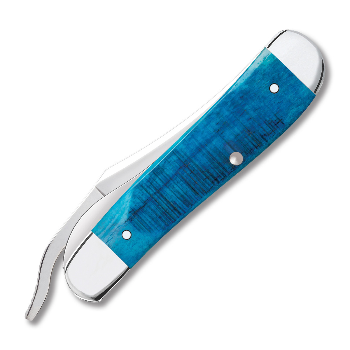 Case Caribbean Blue Sawcut Jigged Bone RussLock Folding Knife