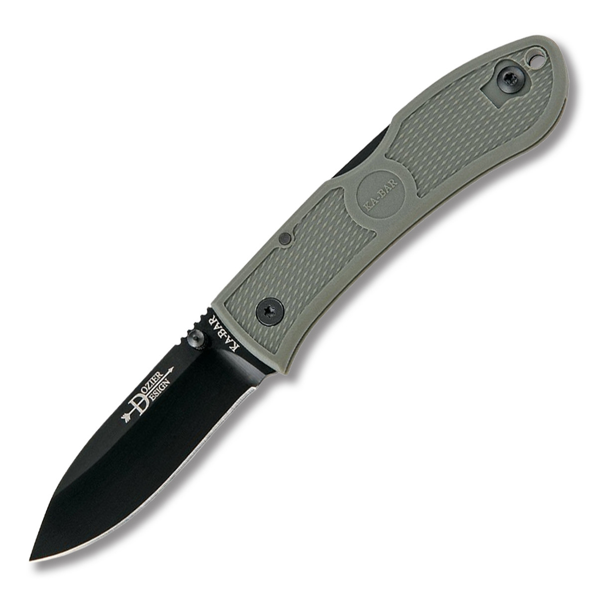\KA-BAR Dozier Hunter Foliage Green 3 Inch Plain Black Drop Point Open