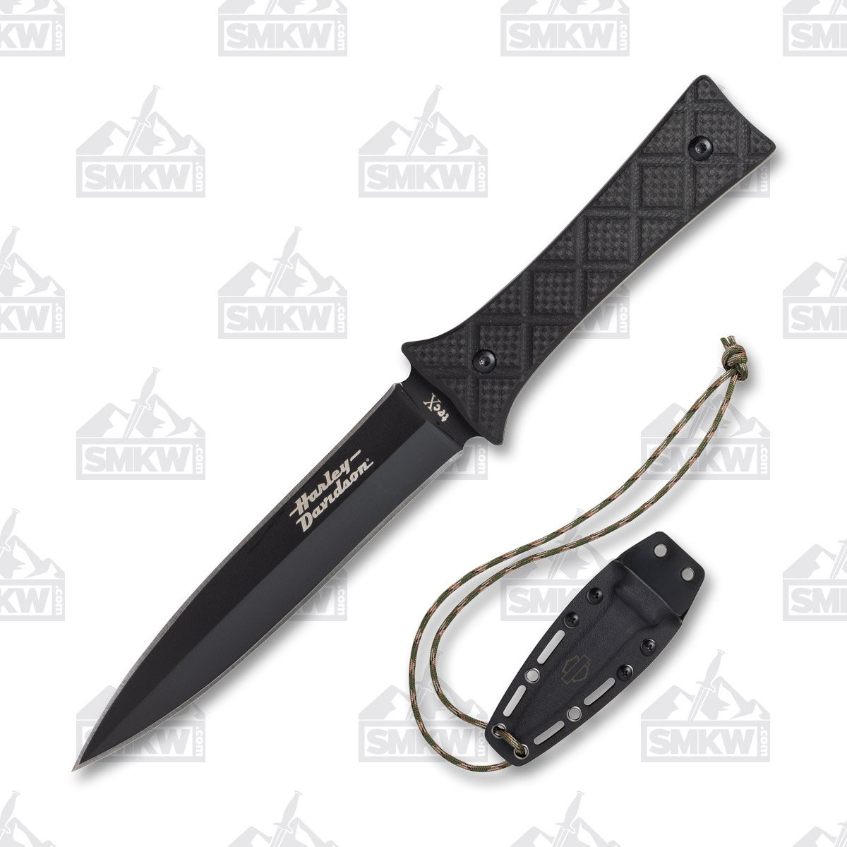 Tec X Harley Davidson Fixed Blade Boot Knife 4in Plain G10 | Smoky