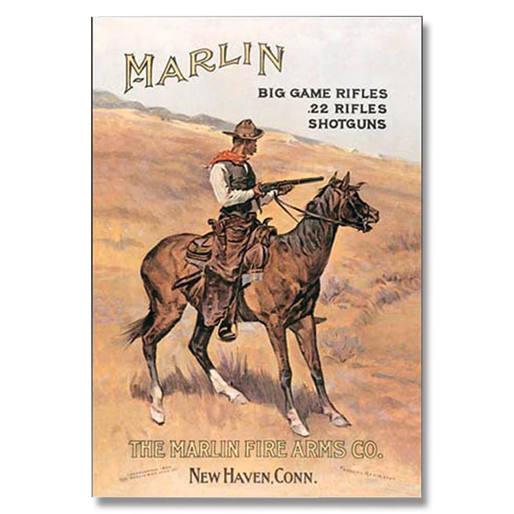 Marlin Firearms Advertisement Tin Sign