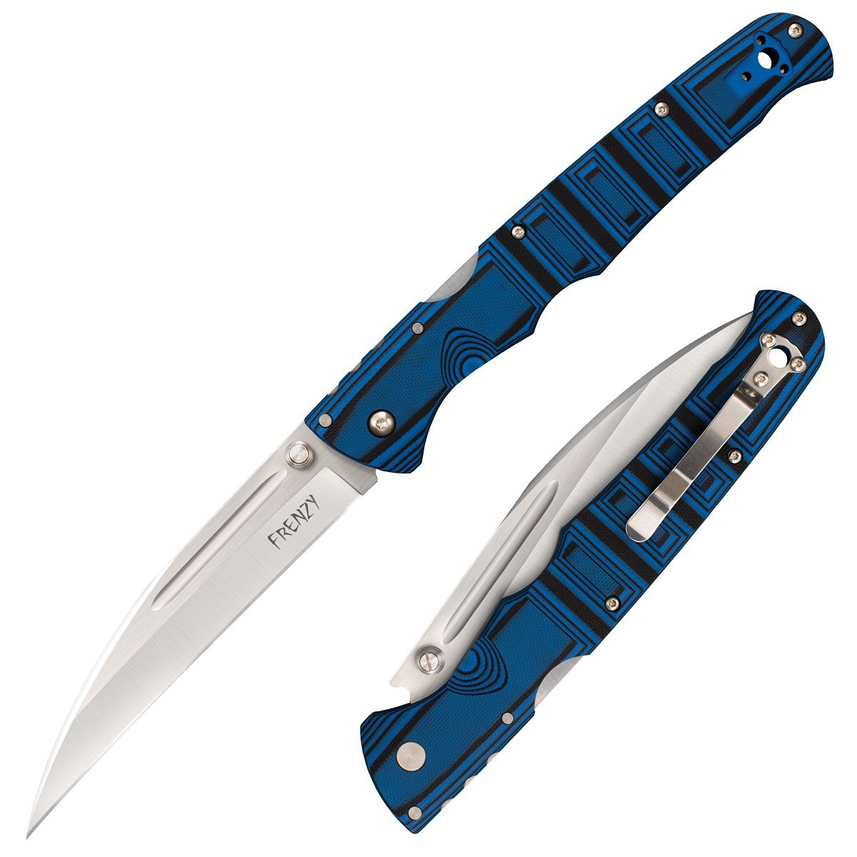 Cold Steel Frenzy II Folding Knife Blue 5.5in Plain Satin Sheepsfoot