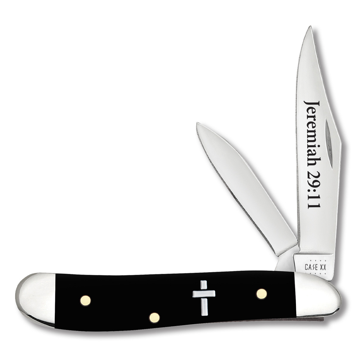 Case Jeremiah 29 11 Smooth Black Synthetic Peanut Folding Knife