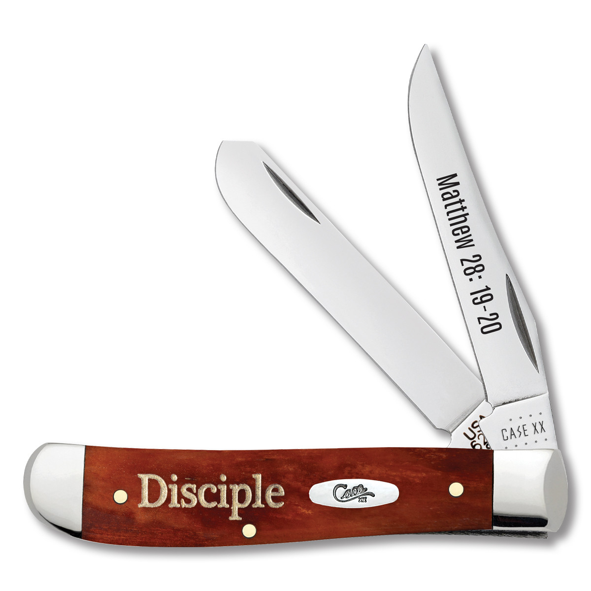Case XX Matthew 28 19-20 Chestnut Smooth Bone Mini Trapper Folding Knife