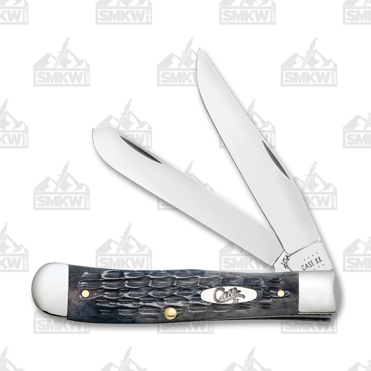 Case Gray Pocket Worn Jigged Bone Trapper Folding Knife