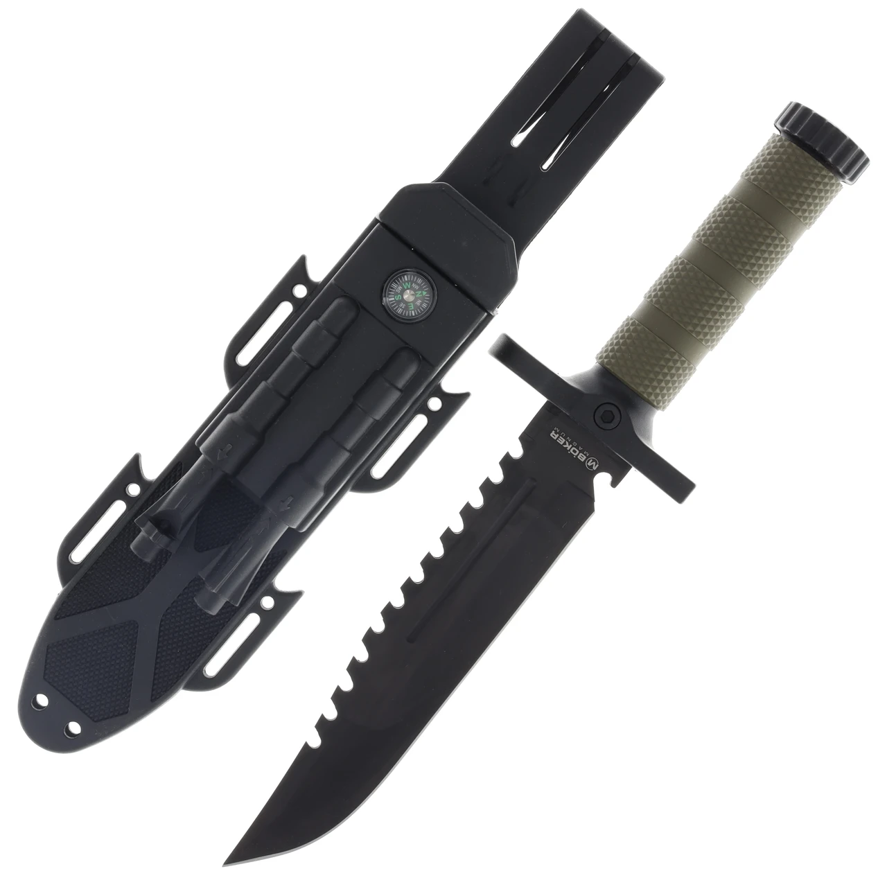 Boker Magnum M-Spec Survival Fixed Blade Knife 7.87in Black Clip Point BKSC005