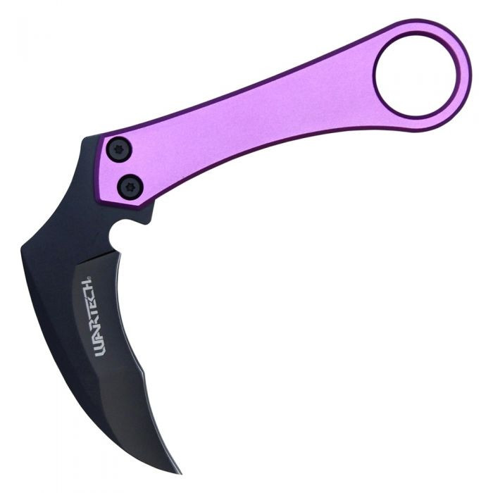 WarTech Hawkbill Scythe Fixed Blade Purple 3.5in Plain Black Hawkbill