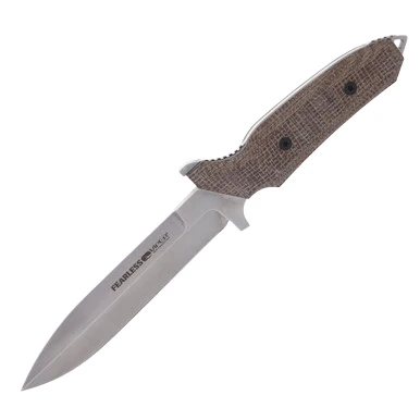 Viper Fearless Fixed Blade Knife Sleipner/Brown Canvas Burlap Micarta