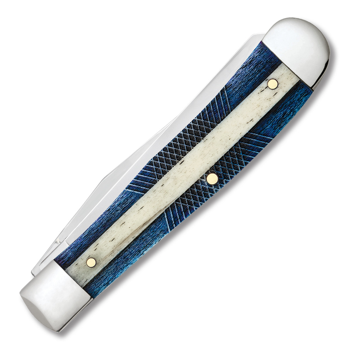 Case XX Ford Tough Blue Natural Bone Trapper Folding Knife CA14323