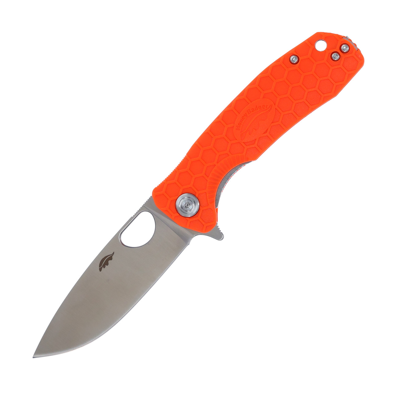 Honey Badger Medium Drop Point Knife-D2 Steel Orange Folding 3.19In. front