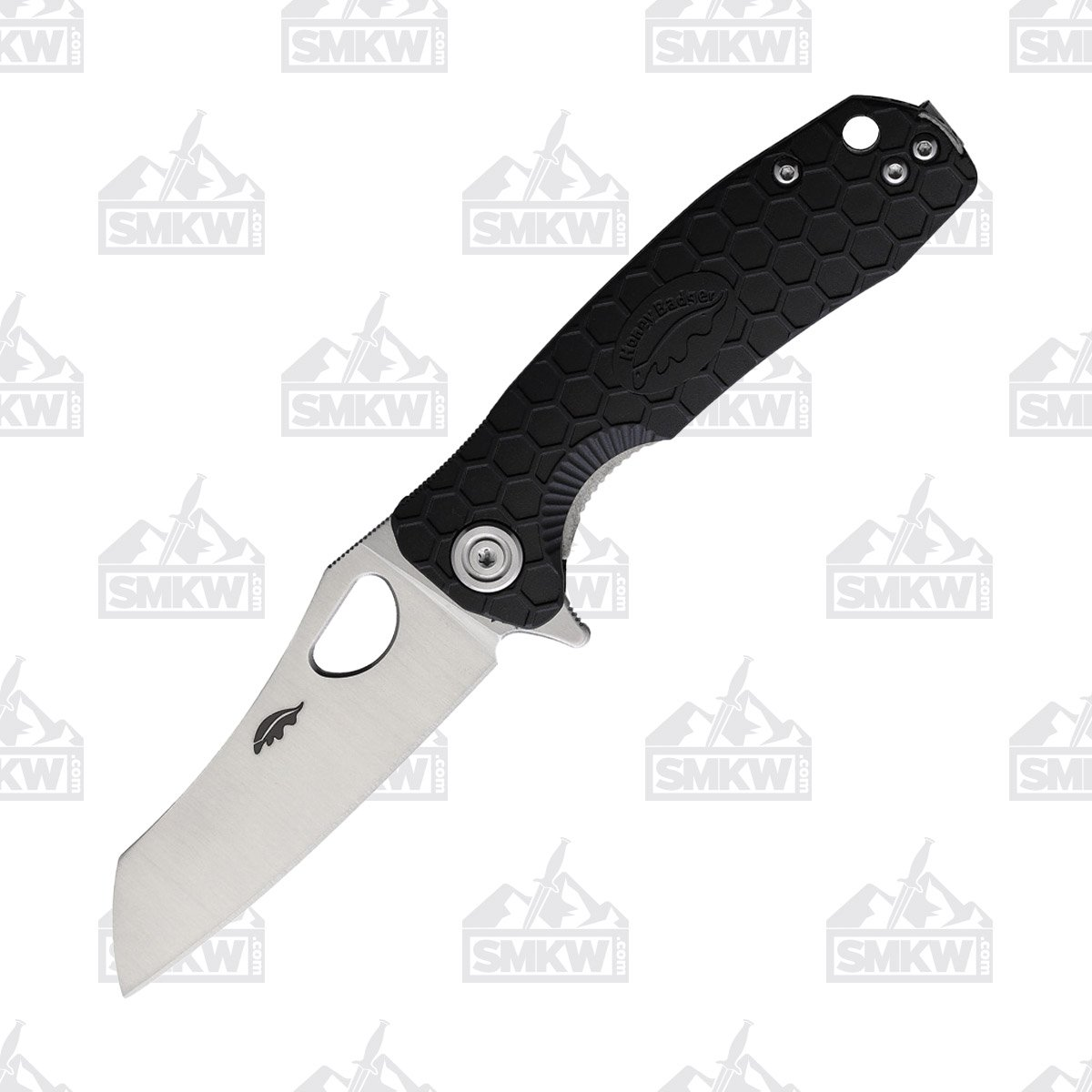 Honey Badger Small Wharncleaver Folding Knife Black 2.81in Plain Satin Blade