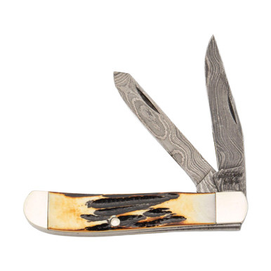 Bear & Son Mini Trapper Folding Knife 2.75in Plain Edge India Stag
