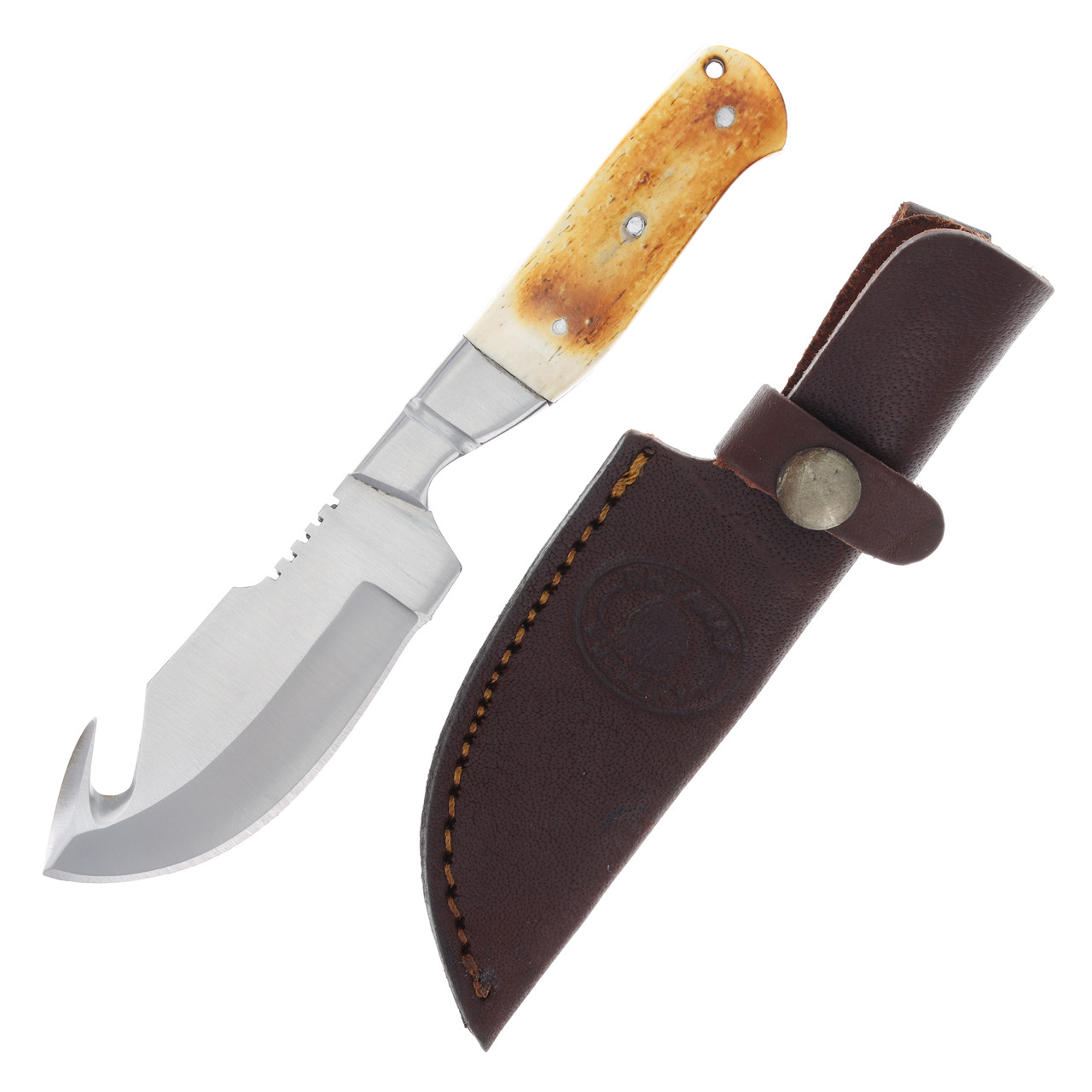 Frost Chipaway Torched Bone Guthook Fixed Blade Knife FRCW982TB