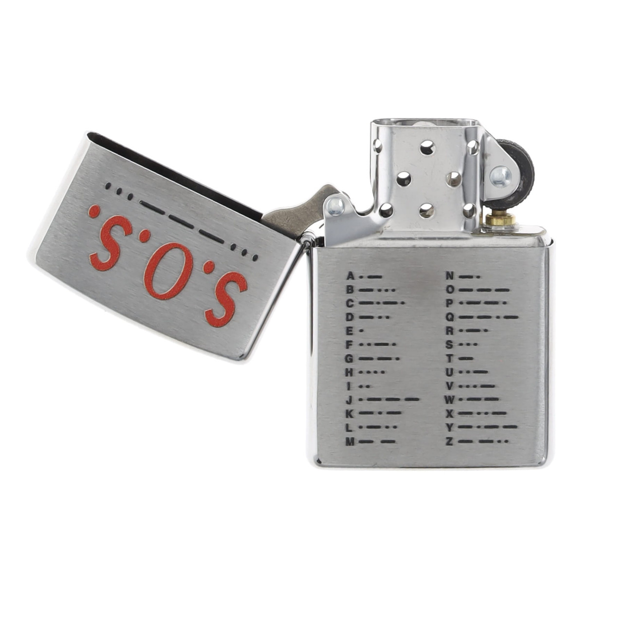 Zippo Morse Code SOS Brushed Chrome Lighter ZPSOS - Smoky Mountain 