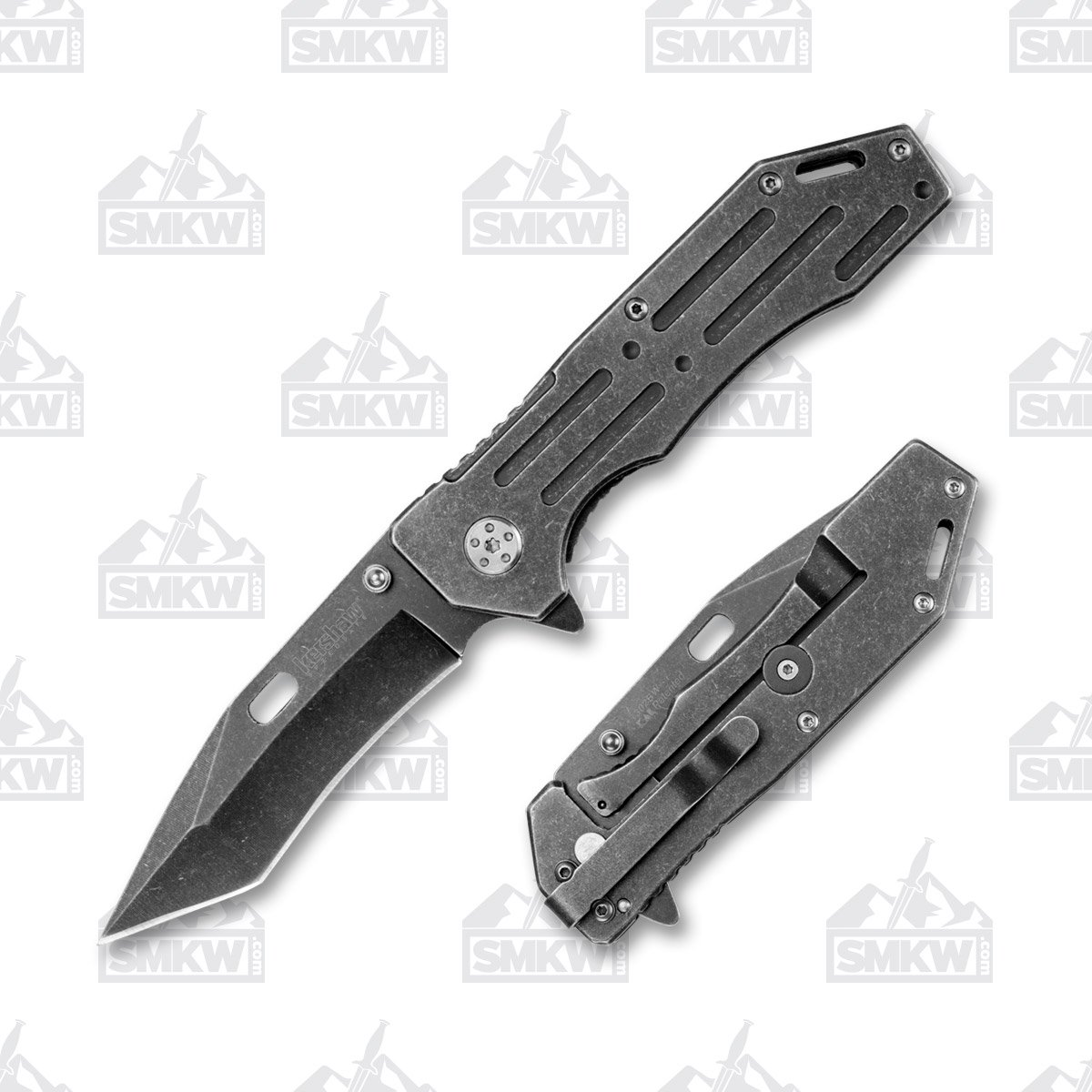 Kershaw Lifter Folding Knife 3.5in Plain Edge Textured Blackwash Stainless Steel