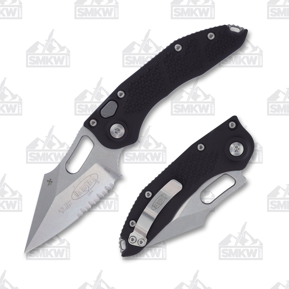 Microtech Stitch Automatic Knife 3.75in Stonewashed PS Spear Point Blade