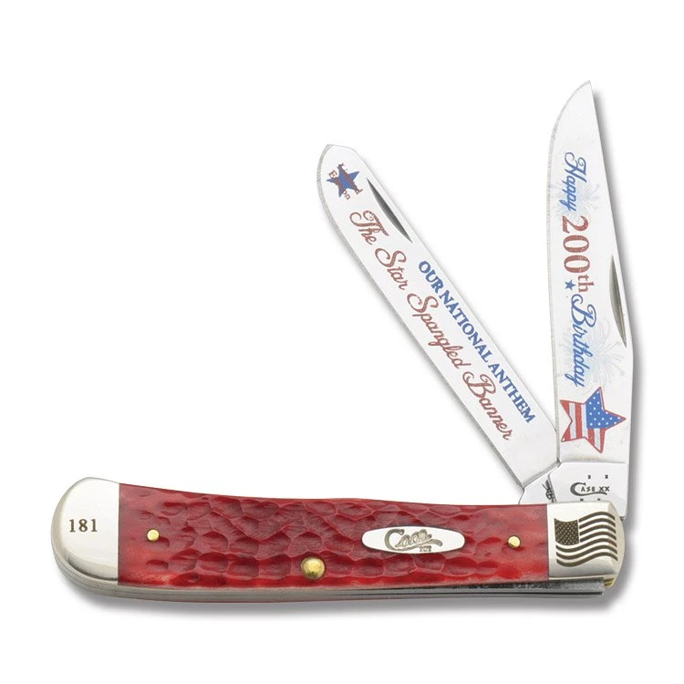 Case XX Star Spangled Banner 200th Anniversary Red Jigged Bone Trapper CATSSBRPB