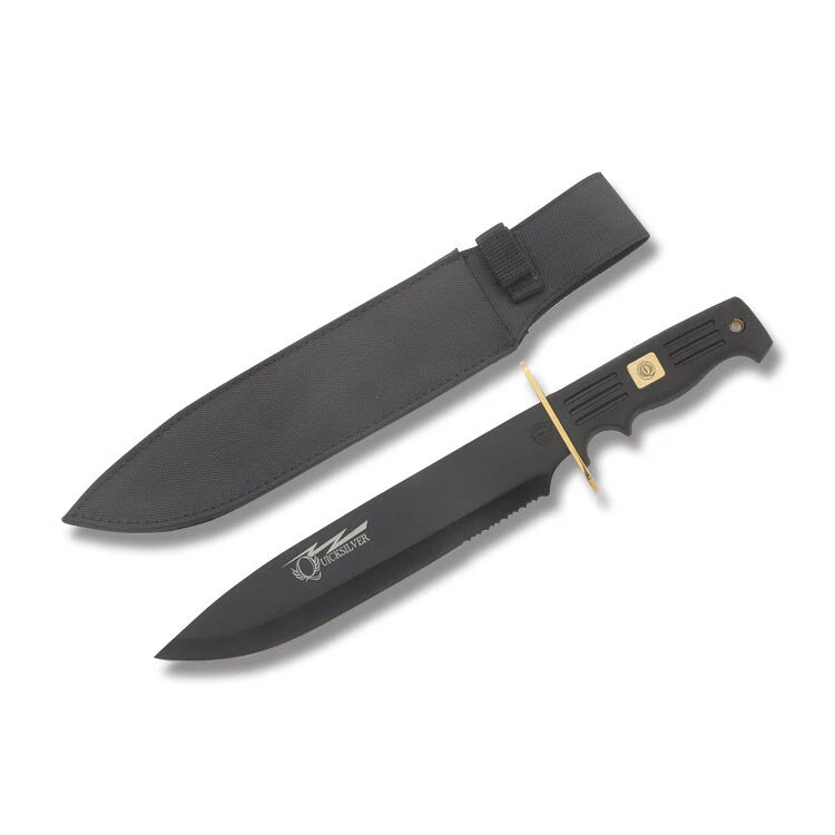 Frost Cutlery Quicksilver Rubber Partially Serrated Fixed Blade Bowie