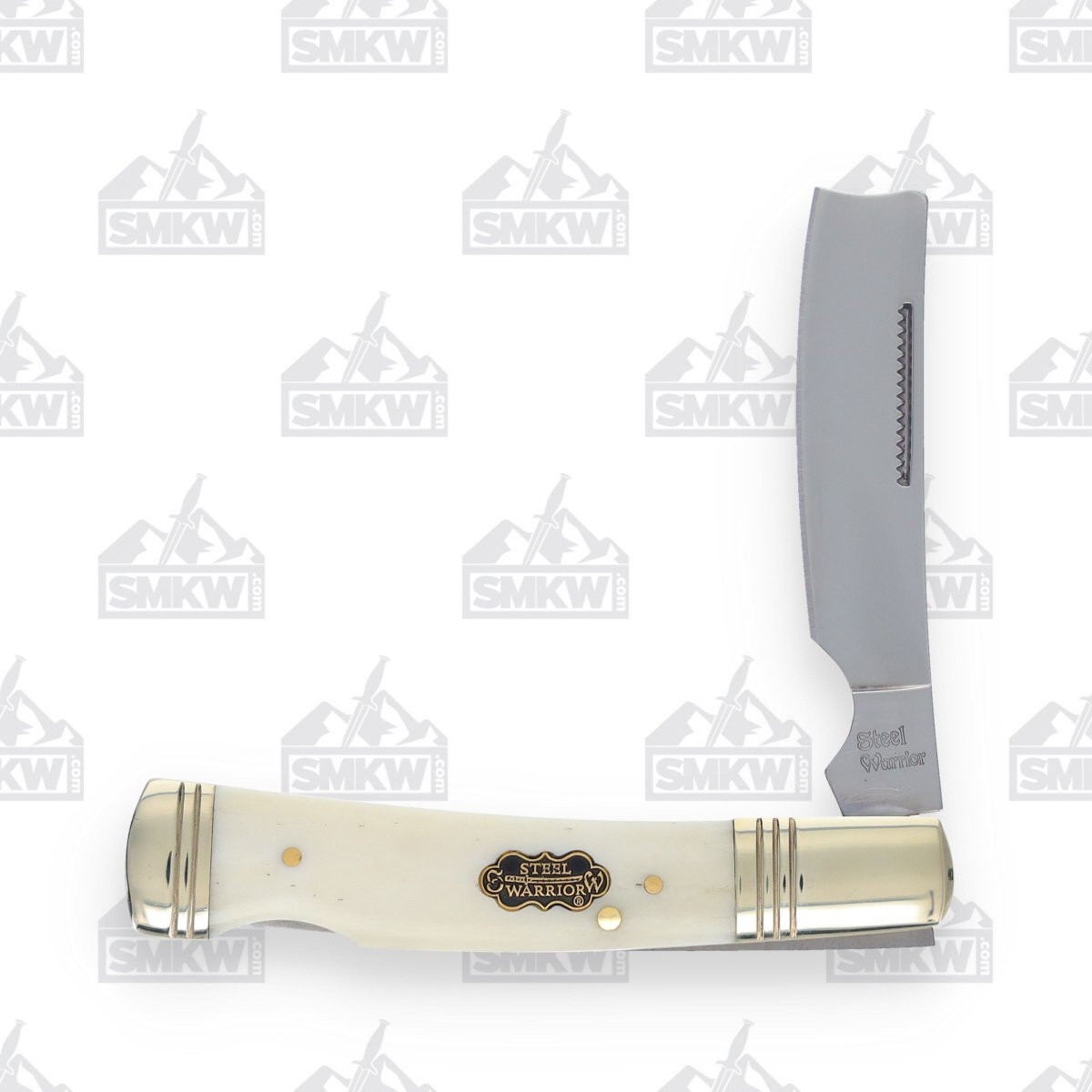 Frost Steel Warrior Razor Lockback Folding Knife White Smooth Bone FRSW034WSB