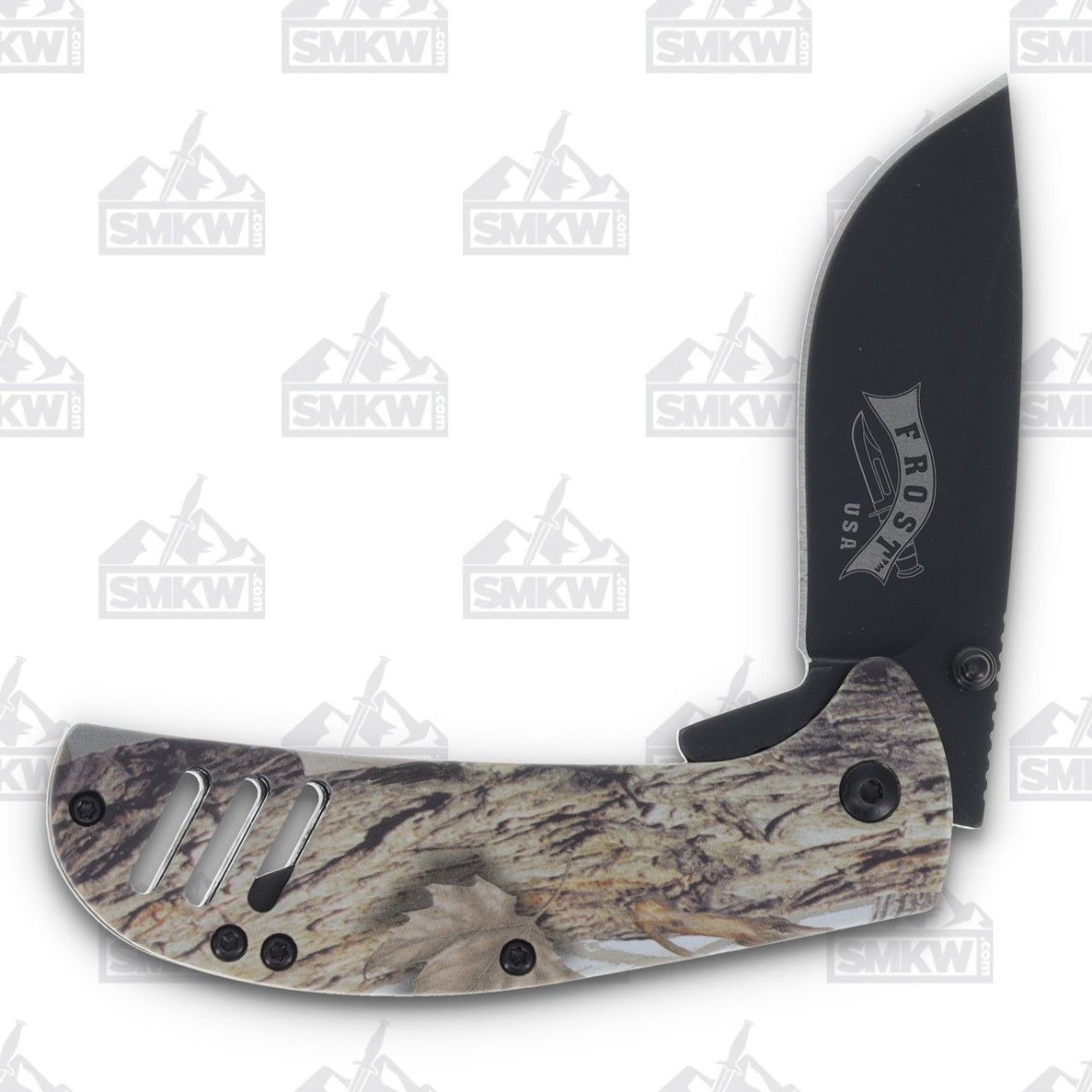 Frost Sharps Cutlery Fancy Black Curves on Blade Folding Knife - Smoky  Mountain Knife Works