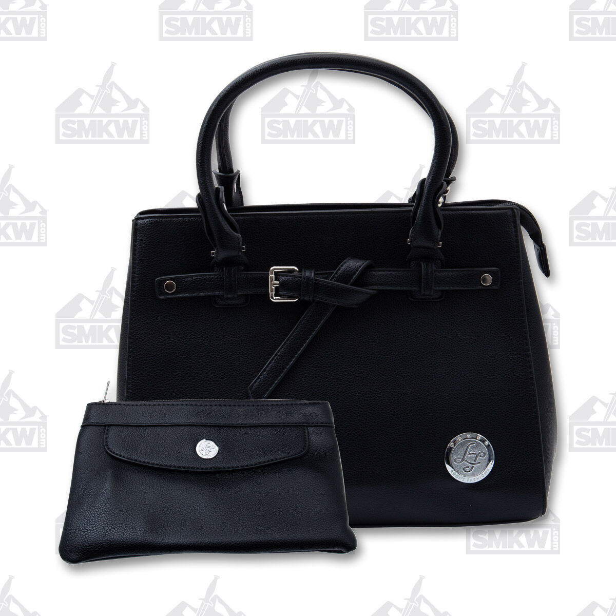 Leda's Fashions Black Pert Purse with Clutch LPP8068BLK
