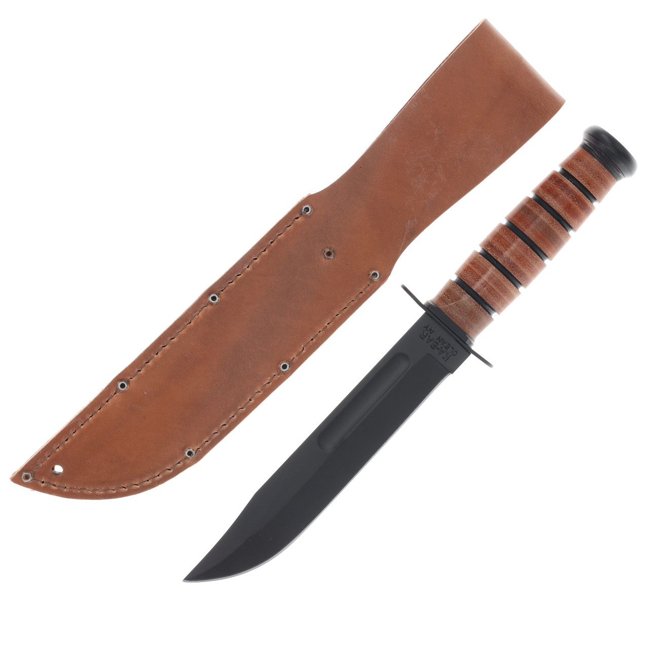 KA-BAR USMC Fixed Fighting Knife Brown 7 Inch Plain Black Clip Point