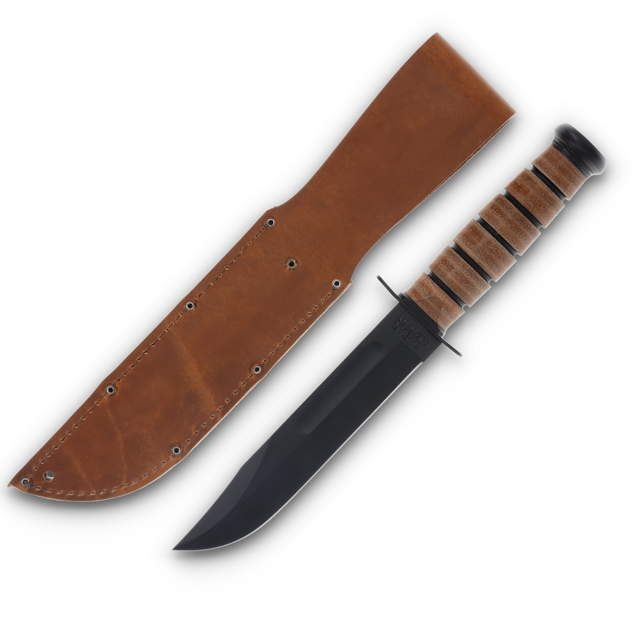 KA-BAR Army Fighting Knife (Plain Edge with Leather Sheath