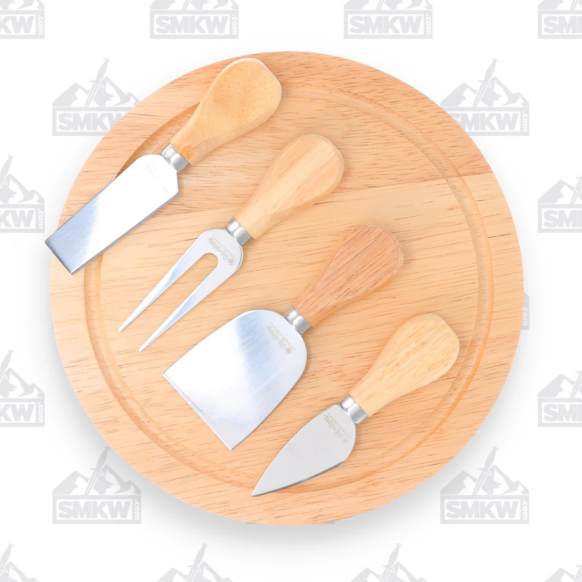 Hen & Rooster Oak Cheese Board with Cutlery