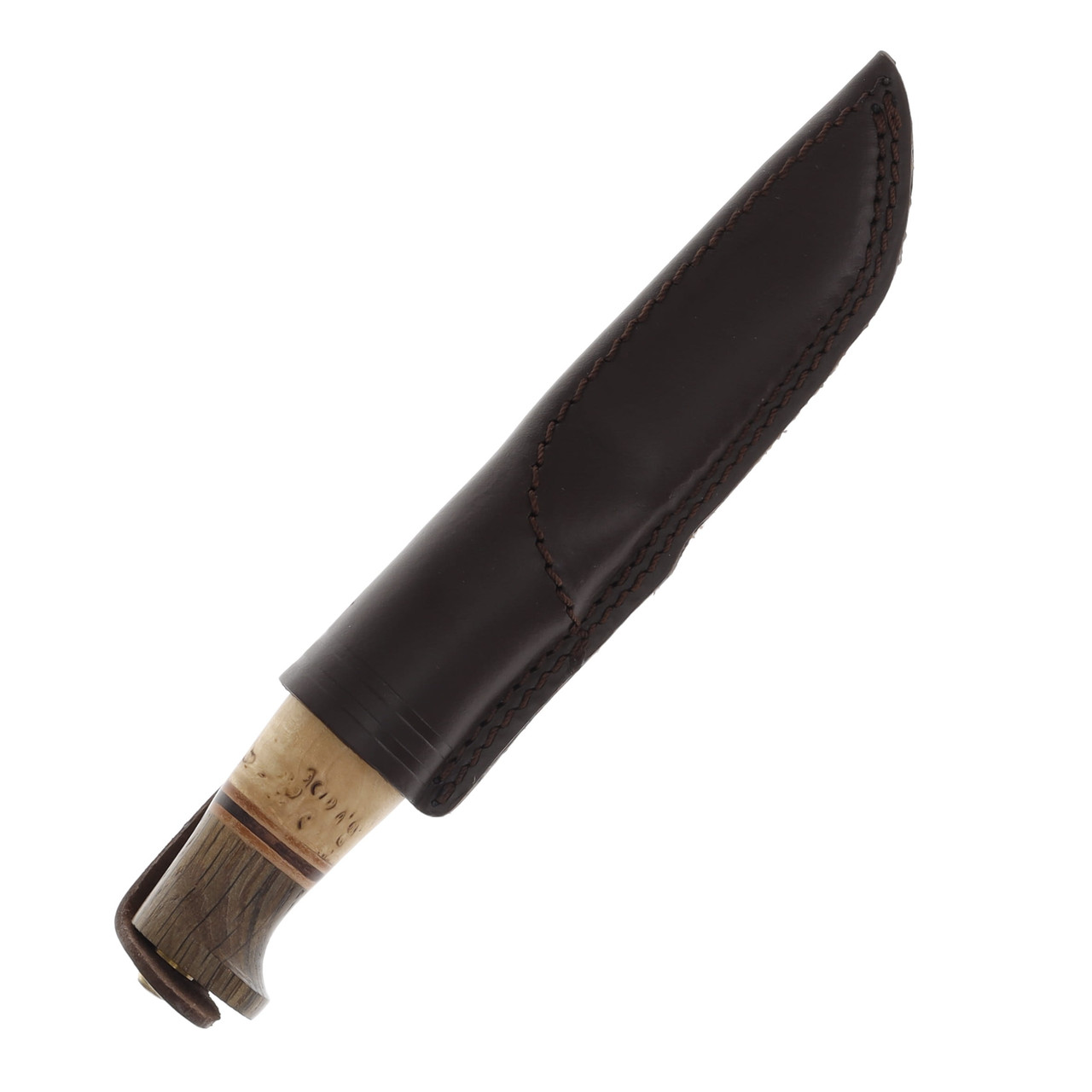 Helle Harding Fixed Blade Knife Scandi/Curly Birch Leather and