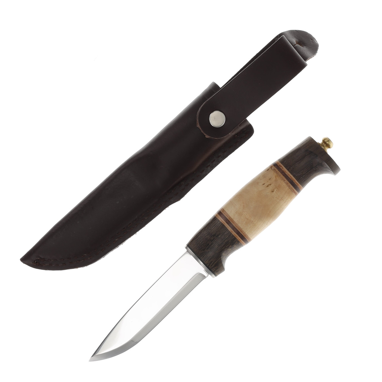 Helle Harding Fixed Blade Knife Scandi/Curly Birch Leather and
