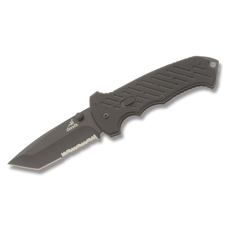 Gerber 06 FAST Slide Lock Folding Knife Black G-10 Tanto Part Serrated