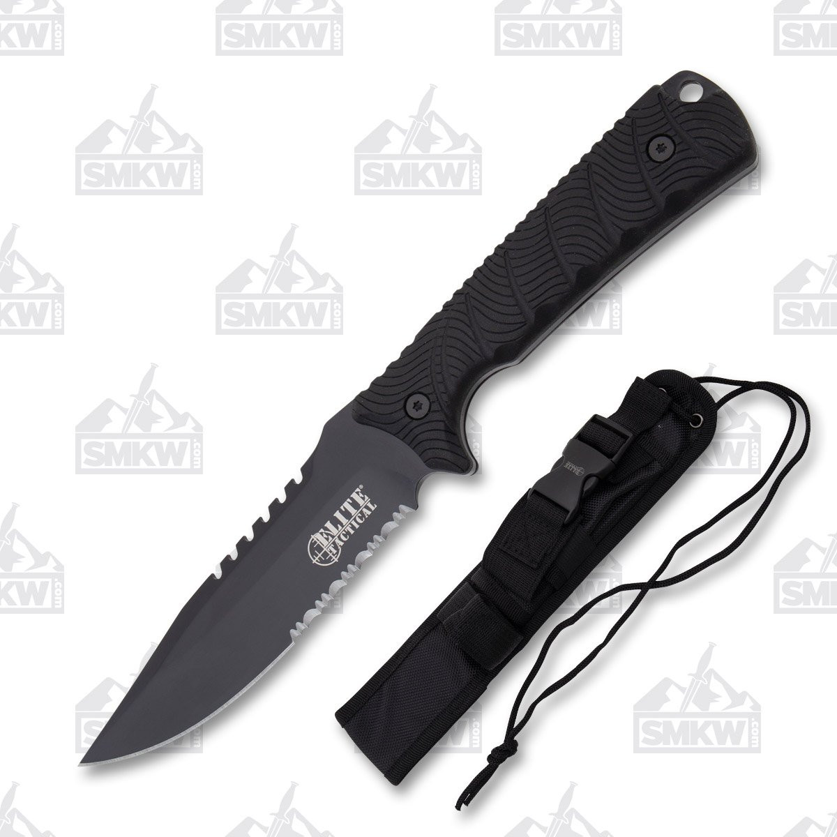 Elite Tactical Backdraft Fixed Blade Knife Serrated MCETFIX005BS