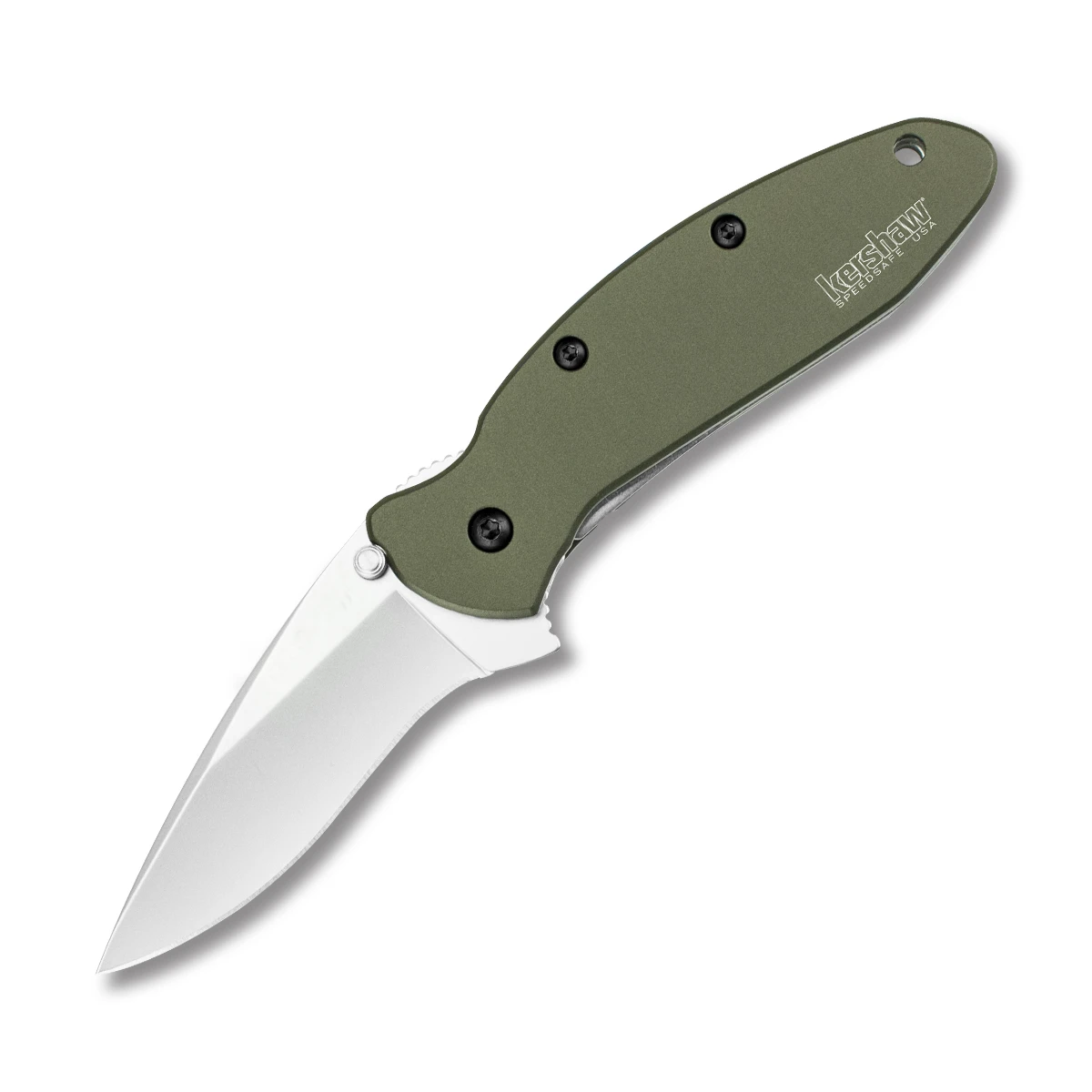 Kershaw Scallion OD Green 24 Inch Plain Bead Blasted Drop Point Open