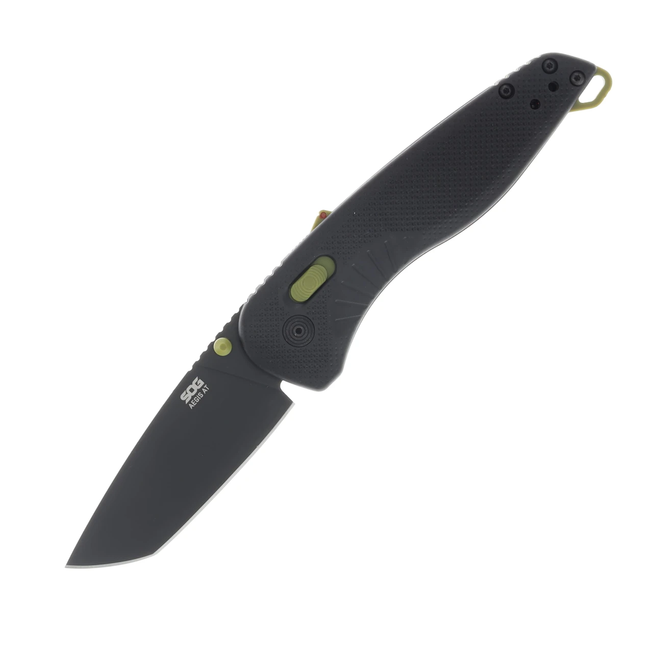 SOG Knives Aegis AT Black and Moss Folding Knife 3.13in Plain Tanto Blade